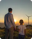Padre e hijo atardecer
